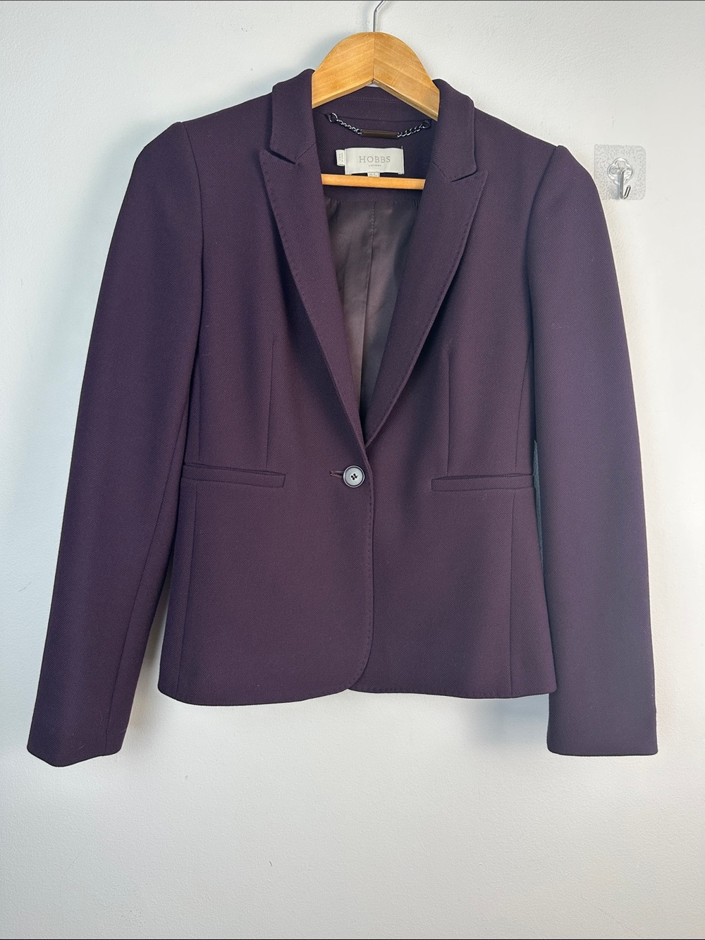 NWOT Hobbs London Vivienne Jacket Abuergine Single Button Blazer Size 4 Office - Picture 2 of 16